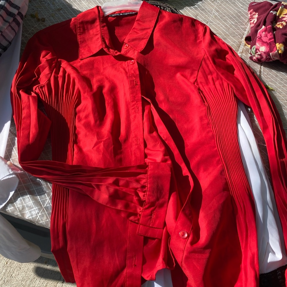 Zac & Rachel Red Athletic Jacket with White Stripes